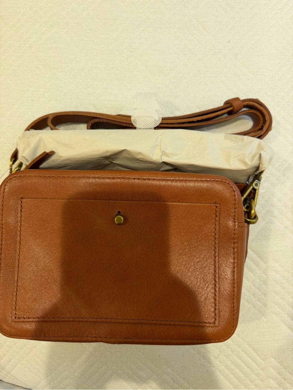 Madewell Leather Crossbody Bag in Cognac Brown